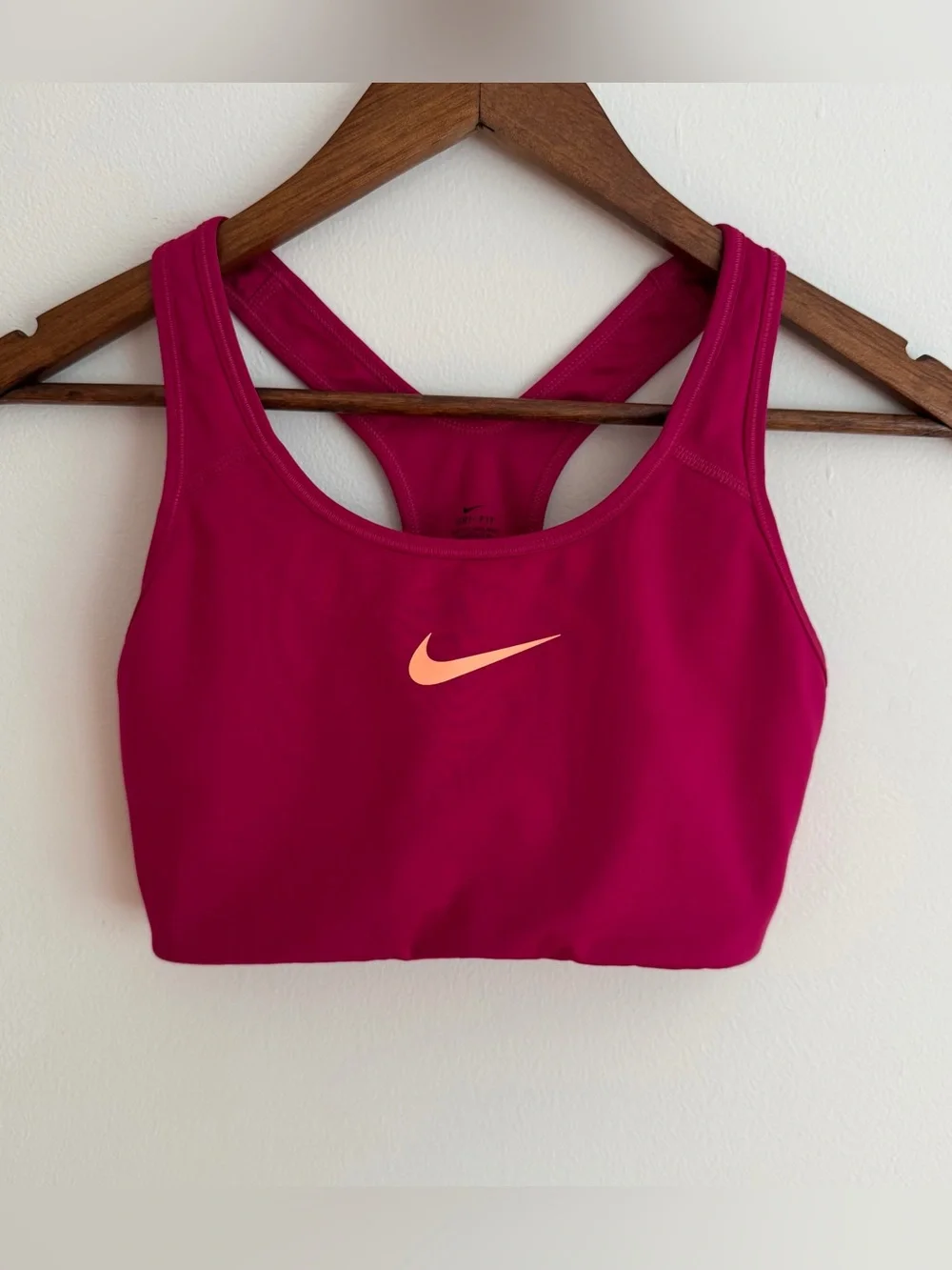 Nike Dri-FIT Pro Classic Sports Bra Magenta Pink Coral Swoosh Racerback Medium M